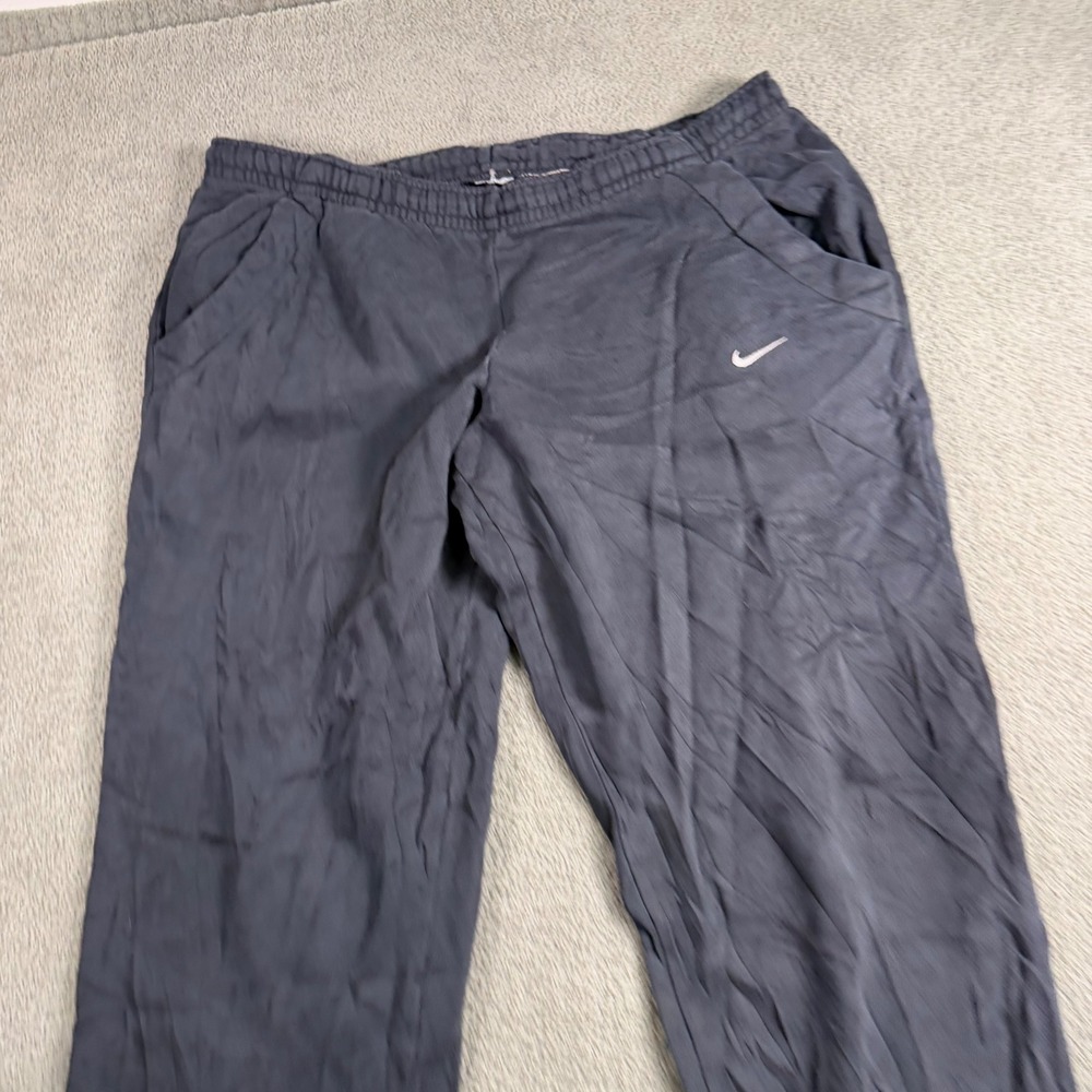 Nike Womens Athletic Pants Charcoal Grey Relaxed Fit Elastic Waist Swoosh Logo